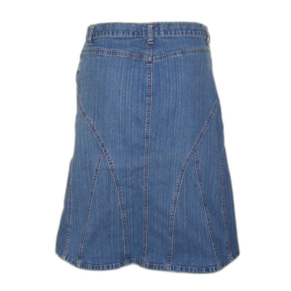 NEW YORK & CO Denim Skirt, 6, Blue, Stretch, Insert Panels, Zipper Fly, Pockets - Picture 4 of 12